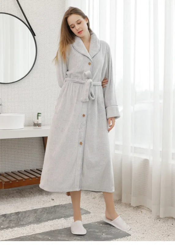 Peignoir Femme Gris avec bouton
