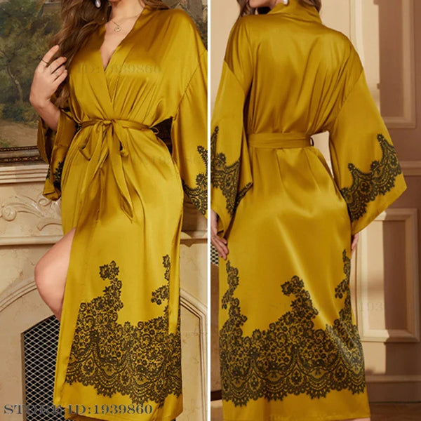 Kimono femme glamour moutarde