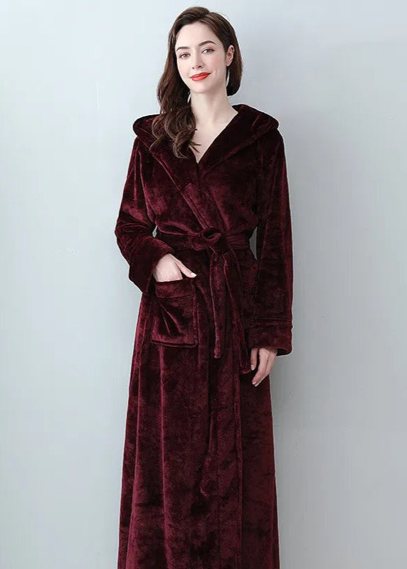 Peignoir Femme Long Bordeauy