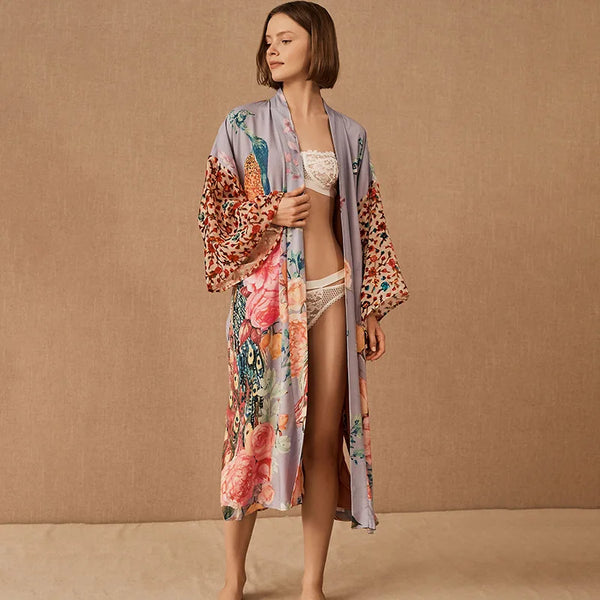 Kimono Femme Violet Paon